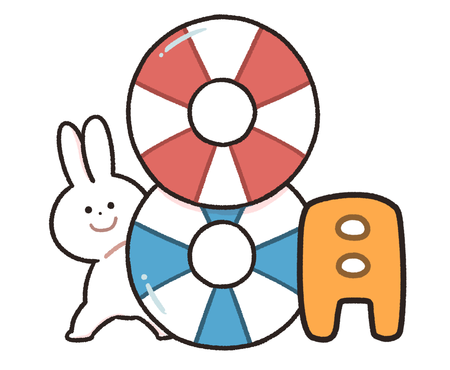 【8月素材】8月の文字(浮き輪)
